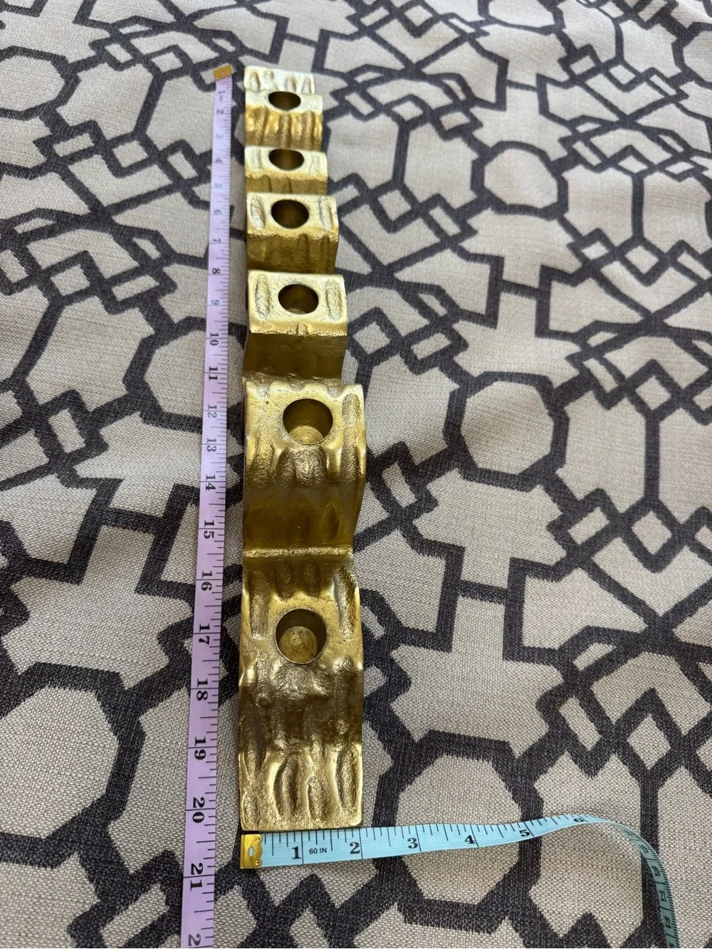 MCM Style Sculptural Gold Metal Wave Candelabra Taper Candle Holder Centerpiece